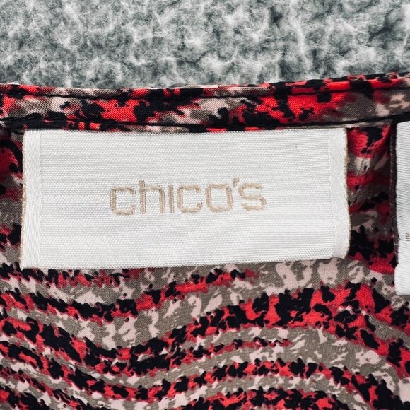 Chicos Womens Top 2 Large Red Tan Sleeveless Pullover Shirt Lightweight Comfy - Picture 4 of 9